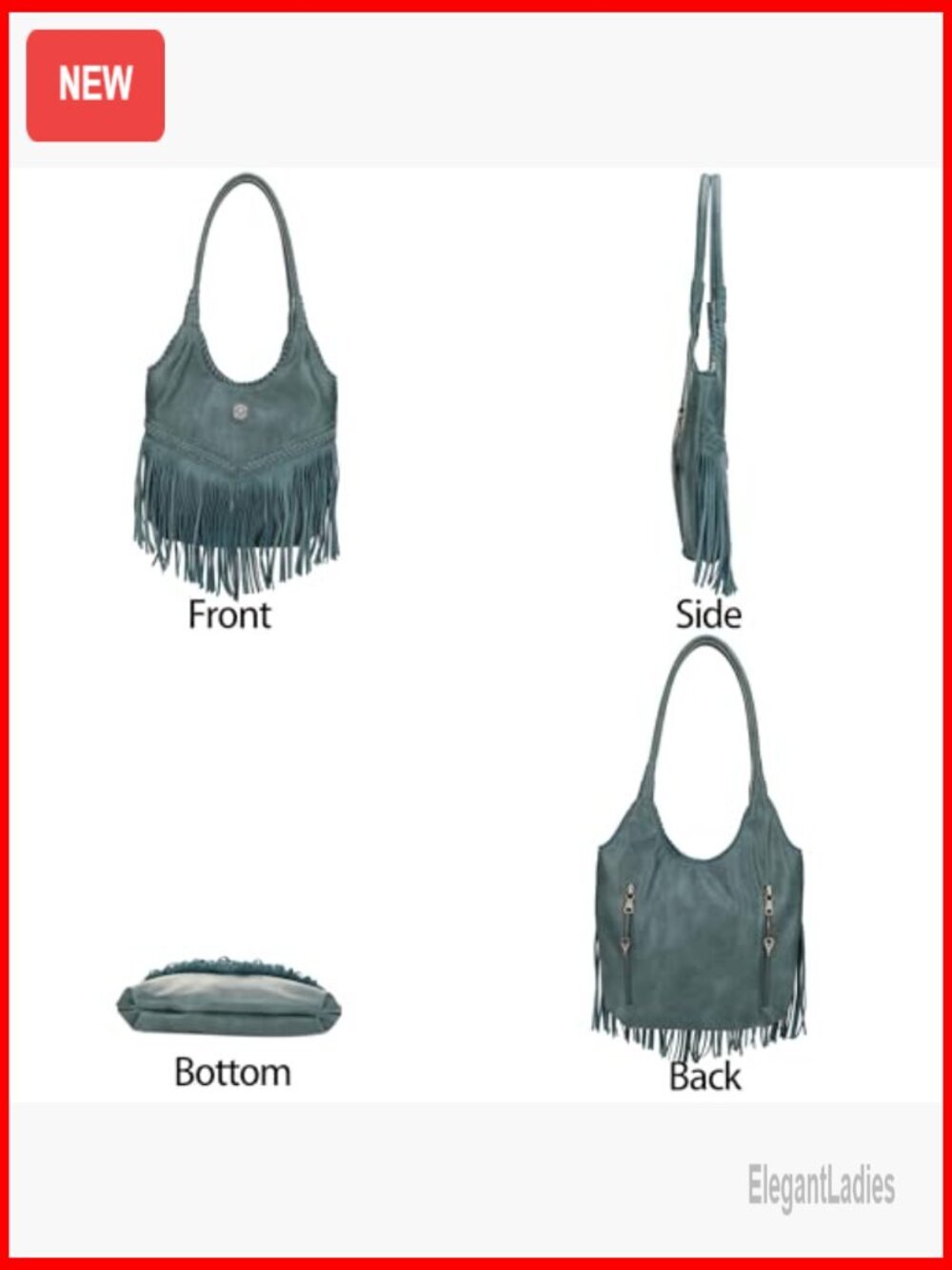 Faux Leather Fringe Tote Bag with CCW Pocket, One Size - Picture 3 of 7